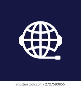 Ícone que representa o suporte global, o atendimento ao cliente e a assistência mundial.
