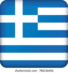 Icon representing Greece square button. Ideal for catalogs of institutional materials and geography