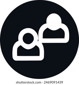 icon representing a group chat or teamwork. It shows two people with their backs to each other