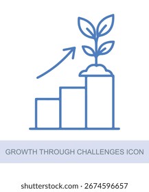 Um ícone que representa o crescimento por meio do ícone Desafios, projetado para uso em IA e recursos visuais relacionados à tecnologia.