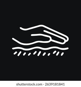 An icon representing a hand offering relaxation therapy or massage, depicted with soft lines on a dark background.