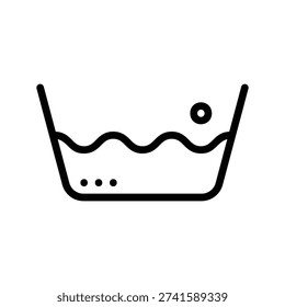 Icon representing hand washing clothes in cold water, with three dots signifying a low temperature setting. Laundry Single Line Logo Icon.