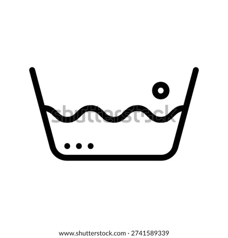 Icon representing hand washing clothes in cold water, with three dots signifying a low temperature setting. Laundry Single Line Logo Icon.