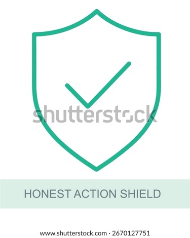 An icon representing honest action shield, designed for enhancing life and soft skill themed visuals.