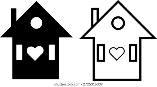 Um ícone que representa uma casa com um coração dentro