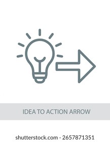 An icon representing idea to action arrow, useful for life skills and personal development visuals.