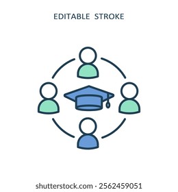 An icon representing an inclusive education program for students with special needs, highlighting the importance of accessibility and collaborative learning among peers and teachers