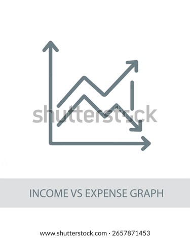 An icon representing income vs expense graph, useful for personal growth and soft skill development visuals.