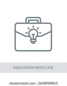 An icon representing innovation briefcase, useful for personal growth and soft skill development visuals.