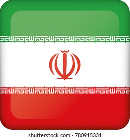 Icon representing Iran square button flag. Ideal for catalogs of institutional materials and geography