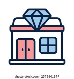 Icon representing a jewelry store with a diamond symbol.