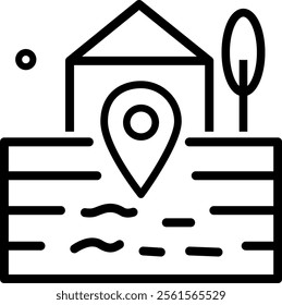 An icon representing land or a plot available for agricultural or real estate development. It symbolizes potential for cultivation, investment, or construction projects.