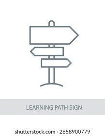 An icon representing learning path sign, useful for personal growth and soft skill development visuals.