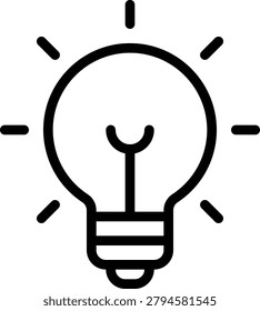 An icon representing a lightbulb, symbolizing ideas, innovation, creativity, and inspiration.