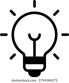 An icon representing a lightbulb, symbolizing ideas, innovation, creativity, and inspiration.