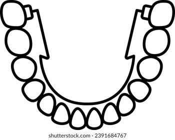 Icon representing lingual orthodontics with a discreet wire behind the teeth for invisible alignment.