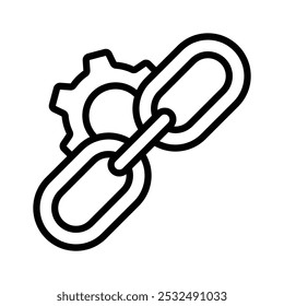 An icon representing link configuration, combining chain links and a gear symbol