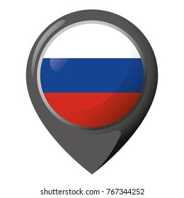Icon representing location pin with the flag of Russia. Ideal for catalogs of institutional materials and geography