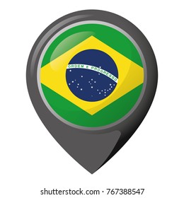 Icon representing location pin with the flag of Brazil. Ideal for catalogs of institutional materials and geography