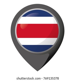 Icon representing location pin with the flag of Costa Rica. Ideal for catalogs of institutional materials and geography