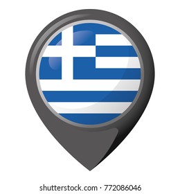 Icon representing location pin with the flag of Greece. Ideal for catalogs of institutional materials and geography
