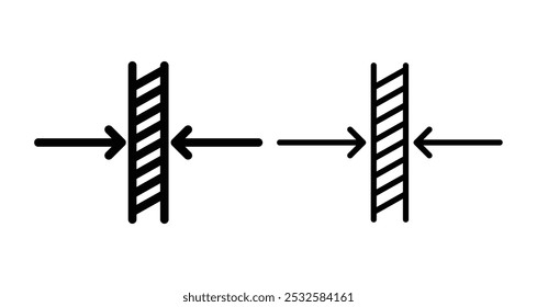 Ícone que representa a medida de espessura, simbolizando precisão, engenharia ou controle de qualidade.