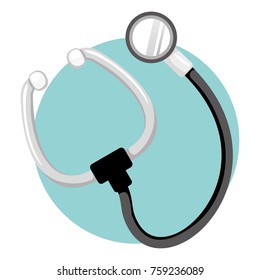 Icon representing a medical instrument, stethoscope. Ideal for medical and institutional materials