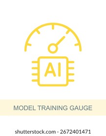 Ein Symbol, das die Modelltrainingsanzeige darstellt, die für die Verwendung in künstlicher Intelligenz und technologiebezogenen visuellen Medien entwickelt wurde.