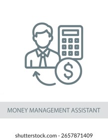 An icon representing money management assistant, useful for personal growth and soft skill development visuals.