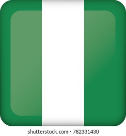 Icon representing Nigeria square button flag. Ideal for catalogs of institutional materials and geography