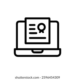 Icon representing an online course (laptop with a certificate).