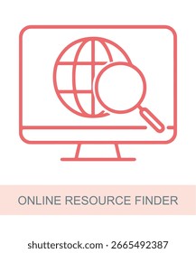 An icon representing online resource finder, designed for use in AI and technology-related visuals.