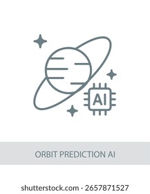 Icono que representa la IA de predicción de órbita, utilizado en IA, tecnología o diseños de interfaces futuristas.