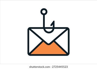 Ícone representando email de phishing com um gancho em um envelope