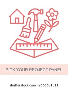 Um ícone que representa o painel do projeto, projetado para uso em IA e recursos visuais relacionados à tecnologia.