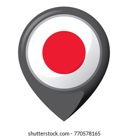 Icon representing pin of location with the flag of Japan. Ideal for catalogs of institutional materials and geography