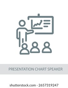 An icon representing presentation chart speaker, useful for life skills and personal development visuals.