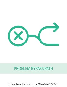 An icon representing problem bypass path, designed for enhancing life and soft skill themed visuals.