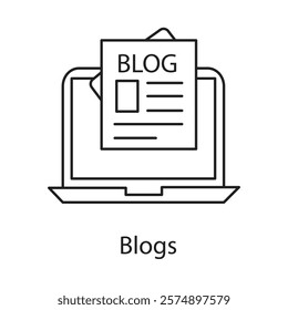 An icon representing the process of writing, publishing, and managing blog content to inform, engage, and attract audiences online.