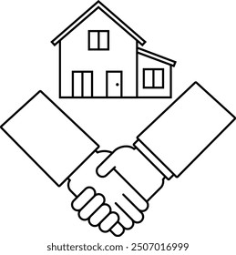 Icon representing purchase of detached house, real estate contract