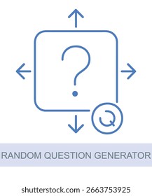 Um ícone que representa o gerador de perguntas aleatórias, projetado para uso em IA e visuais relacionados à tecnologia.