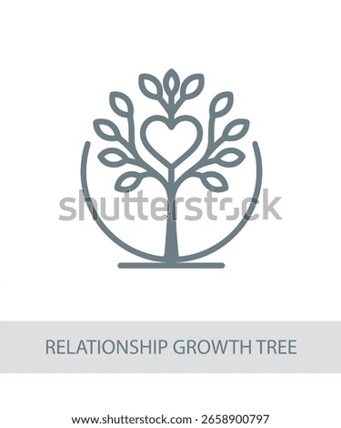 An icon representing relationship growth tree, useful for personal growth and soft skill development visuals.
