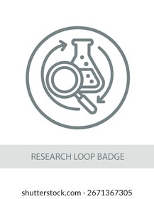 An icon representing research loop badge, designed for enhancing life and soft skill themed visuals.