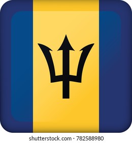 Icon representing round button flag of Barbados. Ideal for catalogs of institutional materials and geography