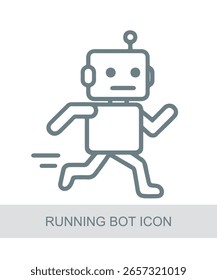 Um ícone que representa o ícone de execução do bot, usado em AI, tecnologia ou designs de interface futurista.