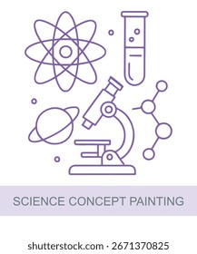 Un icono que representa la pintura conceptual de la ciencia, diseñada para su uso en IA y visuales relacionados con la tecnología.