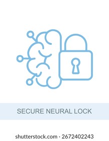 An icon representing secure neural lock, designed for use in AI and technology-related visuals.