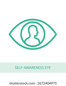 Un icono que representa el ojo de la autoconciencia, diseñado para mejorar la vida y las habilidades suaves con temas visuales.