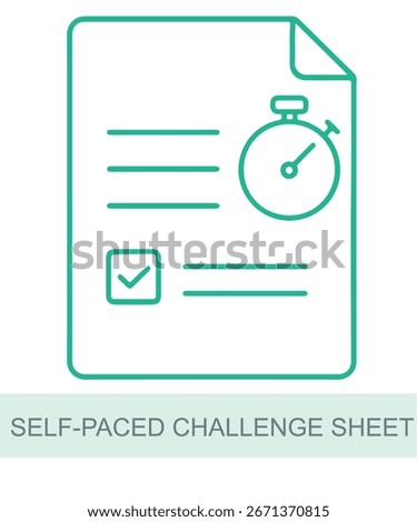 An icon representing self-paced challenge sheet, designed for use in AI and technology-related visuals.