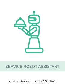 An icon representing service robot assistant, designed for use in AI and technology-related visuals.